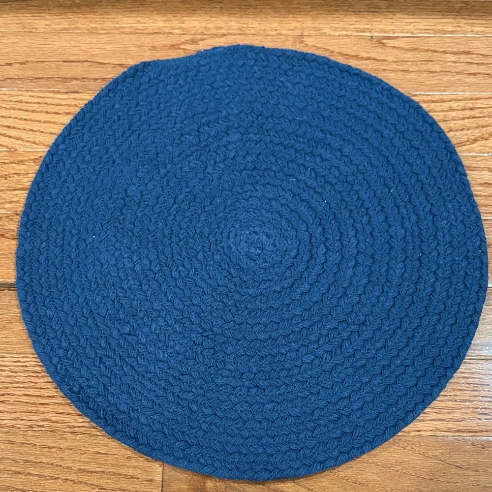 Navy Blue Braided Round Placemat Approximately 14”